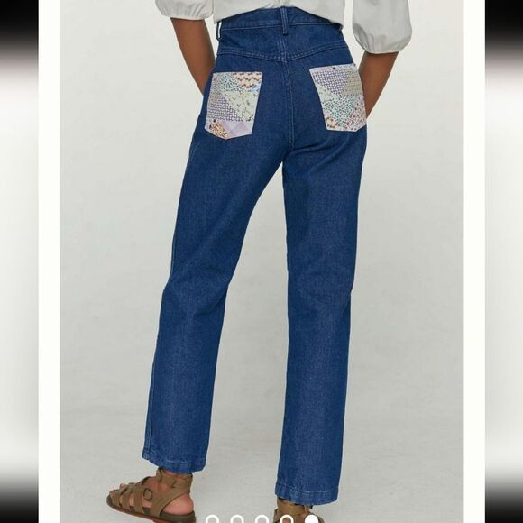 Anthropologie X Carleen Floral Straight Leg Jeans Size 29 - Picture 1 of 9